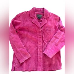 Brandon Thomas Pink Leather Button Down Shirt